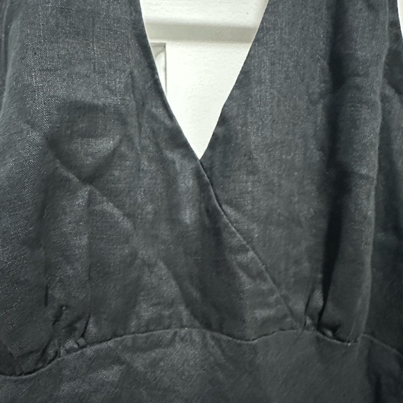Y2K Black 100% Linen Halter Dress Size 6 Ann Taylor Eyelet Whimsigoth - Picture 4 of 6